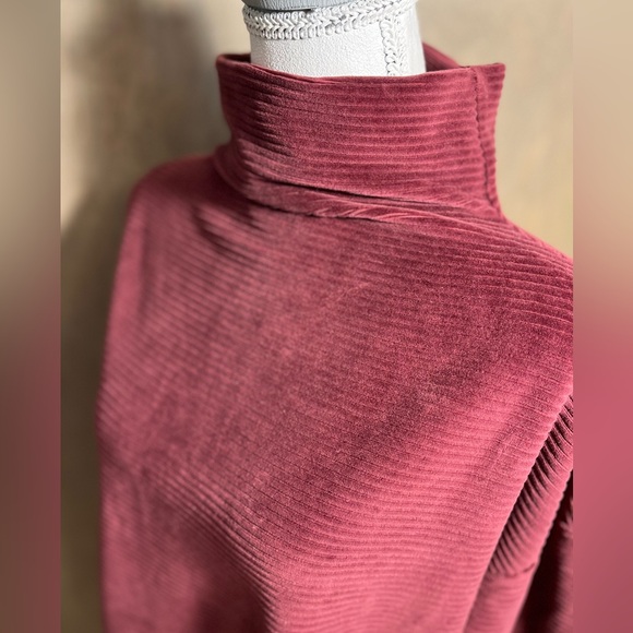 A New Day Burgundy Funnelneck Velvet Ribbed Tunic M - Picture 7 of 7